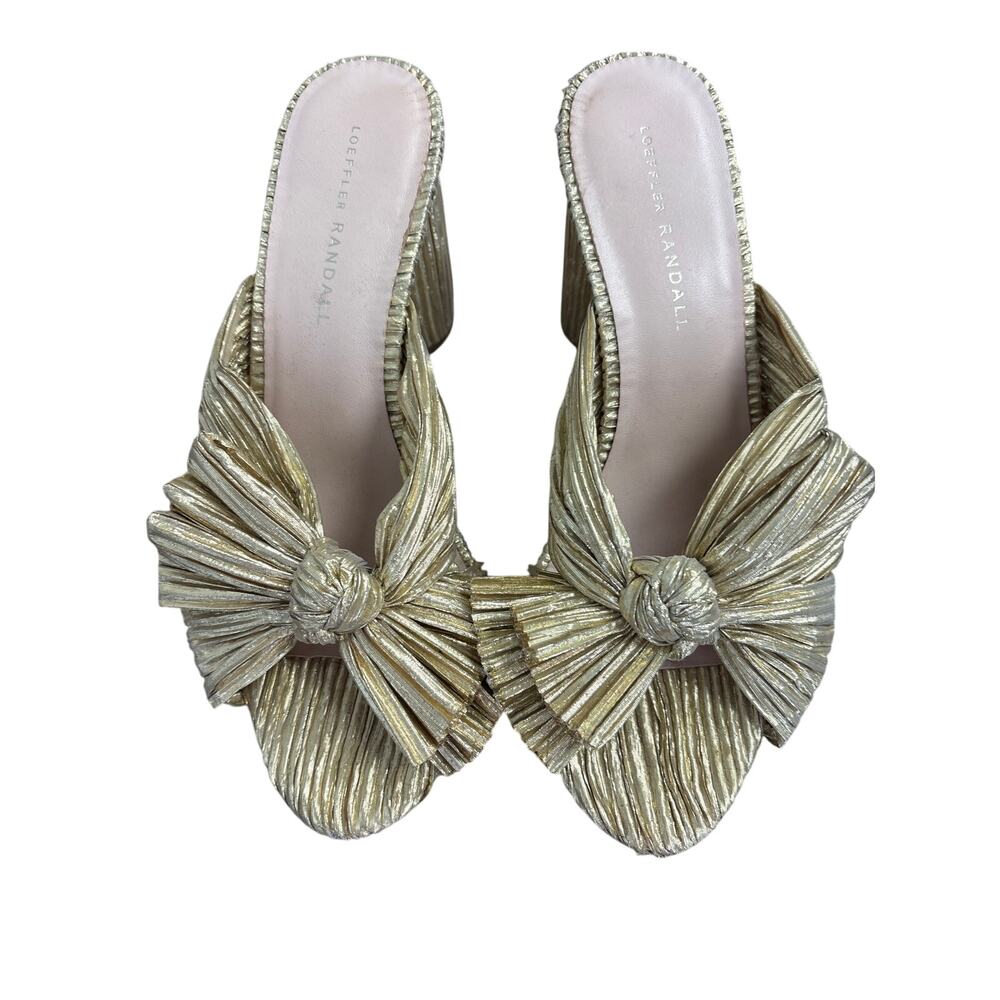 Loeffler Randal Gold Bow Heels Sz 7.5